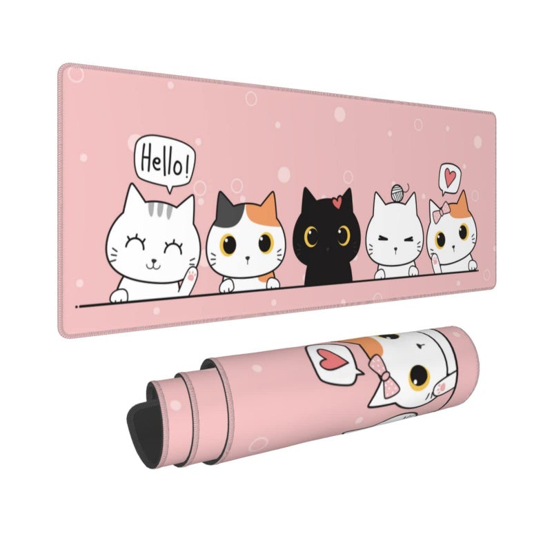 Yilad Pink Cute Kittens Cat Gaming Mouse Pad XL  Non Slip Rubber Base Mousepad  Stitched Edges Desk Pad  Extended Large Mice Pad 31.5 X 11.8 Inch - Image 1